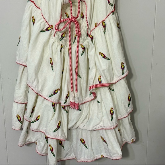 Farm Rio x Anthropologie Parrot Print Linen Tiered Mini Dress XL - Picture 12 of 15